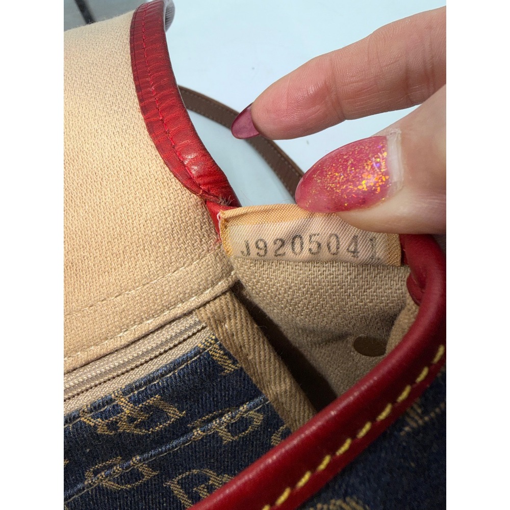 Dooney & Bourke Vintage Monogram Denim Leather Crossbody Bag Blue Red J92050 - Picture 12 of 15